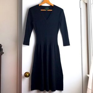 Ralph Lauren Black Wool V Neck Sweater dress sz S